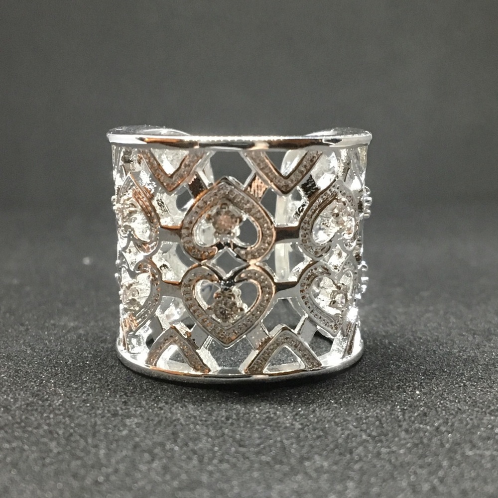 R#5 925 Sterling Silver Resizable Hearts Ring